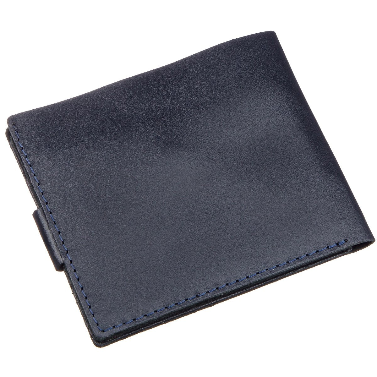 Men's Leather Wallet with Coin Pocket SHVIGEL 16212 Blue - Genuine Leather, Ukraine Made