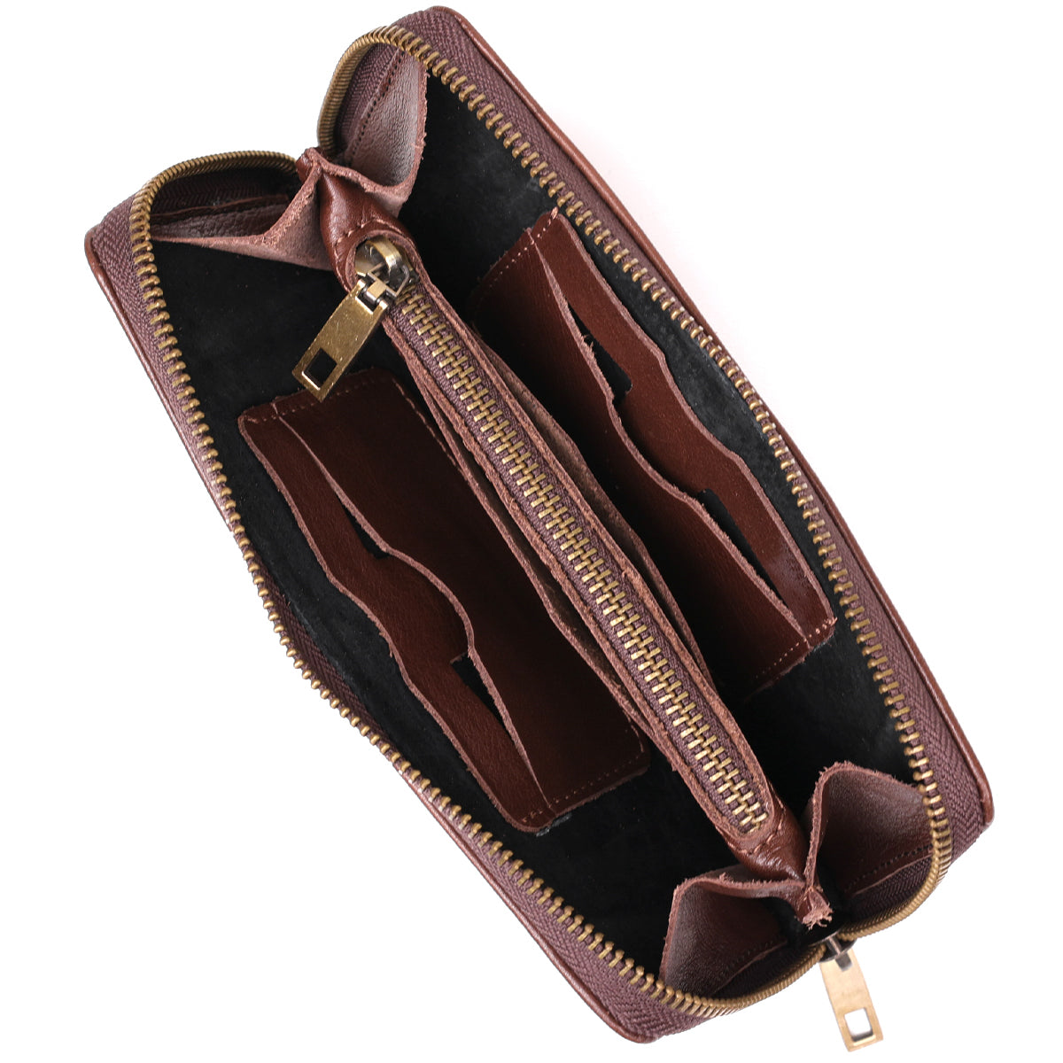 Men's Leather Clutch SHVIGEL 19124 Brown Natural Leather Handmade Accessory