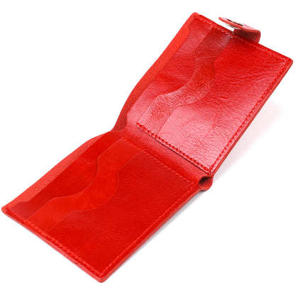 Small Leather Wallet for Women by SHVIGEL 16461 Red, Made from Natural Leather, Ukraine