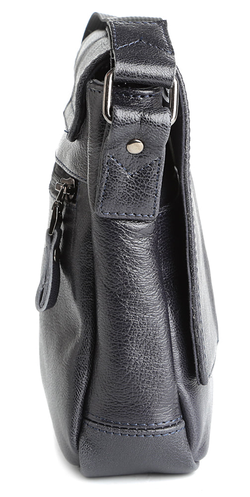 Messenger Bag SHVIGEL 00965 Blue Genuine Leather Made in Ukraine Stylish Design