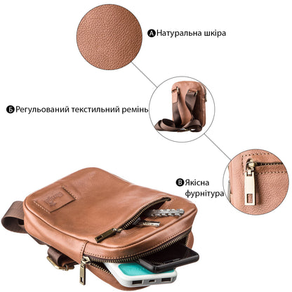 Leather Men's Bag SHVIGEL 19104 in Ruda Color – Made in Ukraine with Natural Leather