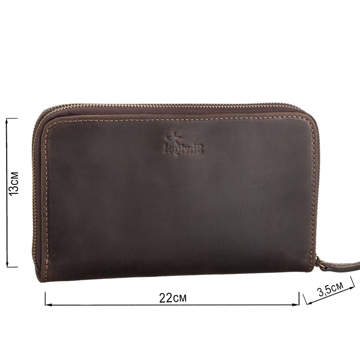 Men's Leather Clutch SHVIGEL 11083 Brown Natural Leather Made in Ukraine