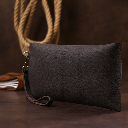 Leather Matte Travel Cosmetic Bag SHVIGEL 16418 Brown Natural Leather Design