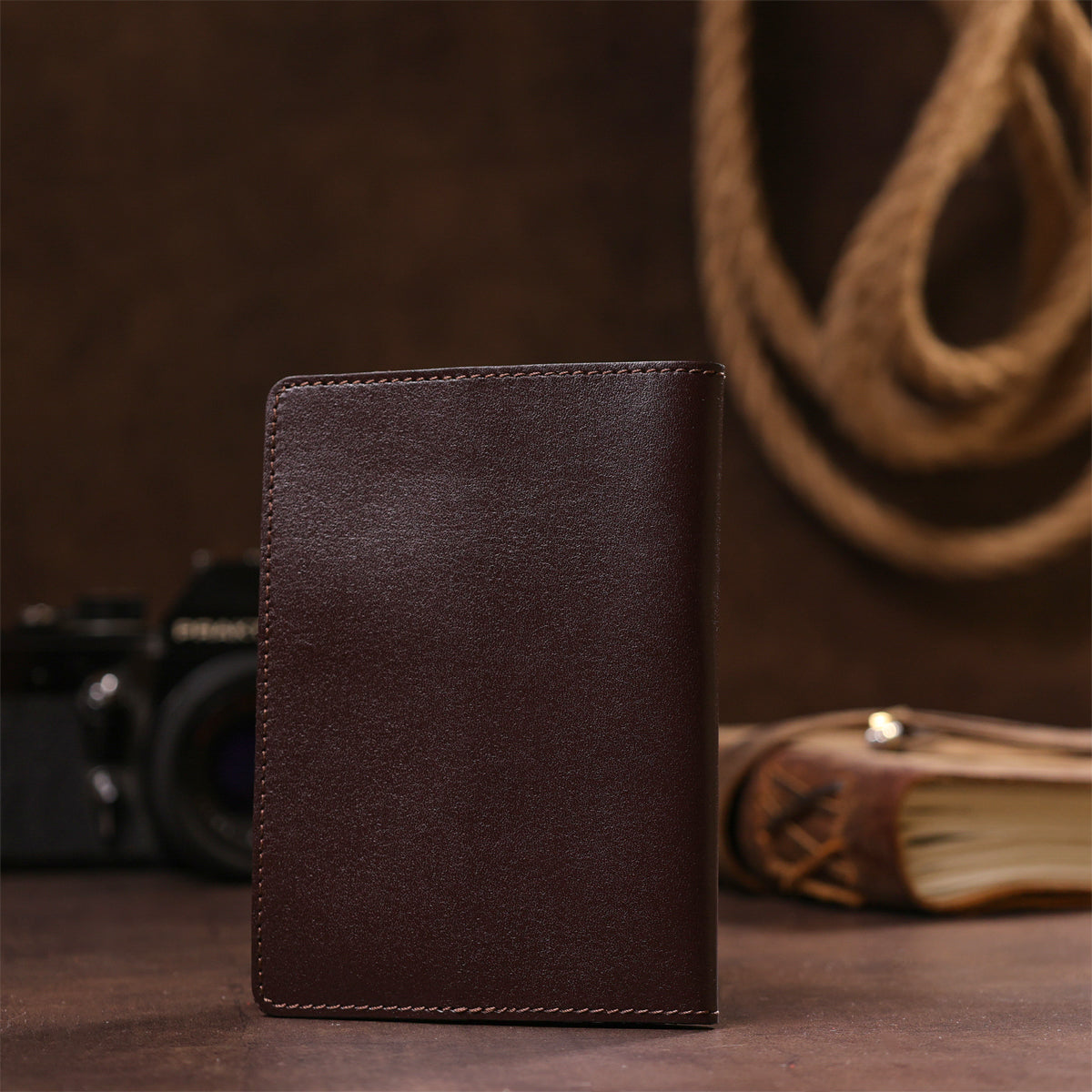 Genuine Leather Passport Cover SHVIGEL 13976 Brown for Travel Protection