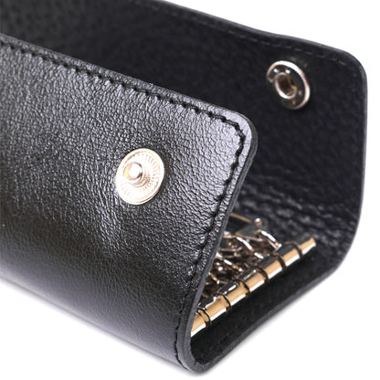 Stylish Leather Key Holder SHVIGEL 16529 Black Natural Leather for Keys
