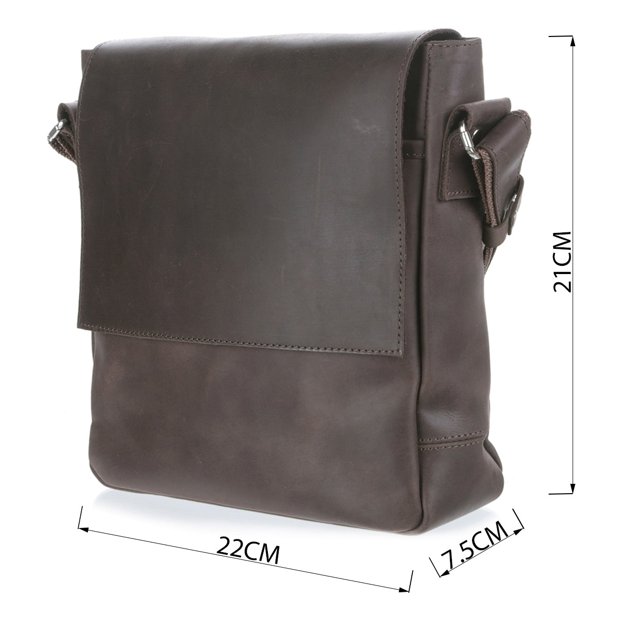 Leather Messenger Bag SHVIGEL 00884 Brown Natural Leather Made in Ukraine