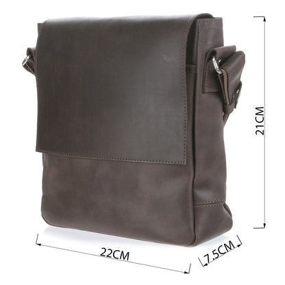 Leather Messenger Bag SHVIGEL 00884 Brown Natural Leather Made in Ukraine