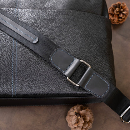 Leather Laptop Bag SHVIGEL 11243 Black Natural Leather Handmade Design