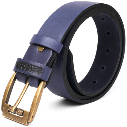 Leather Men's Belt SHVIGEL 11258 Blue Genuine Leather Made in Ukraine