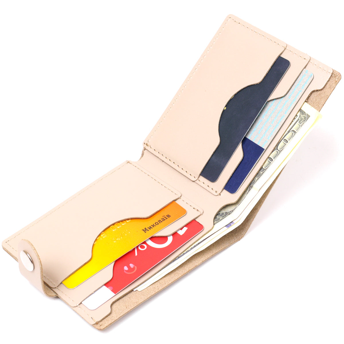 Stylish Leather Wallet SHVIGEL 16468 Beige Genuine Leather for Daily Use