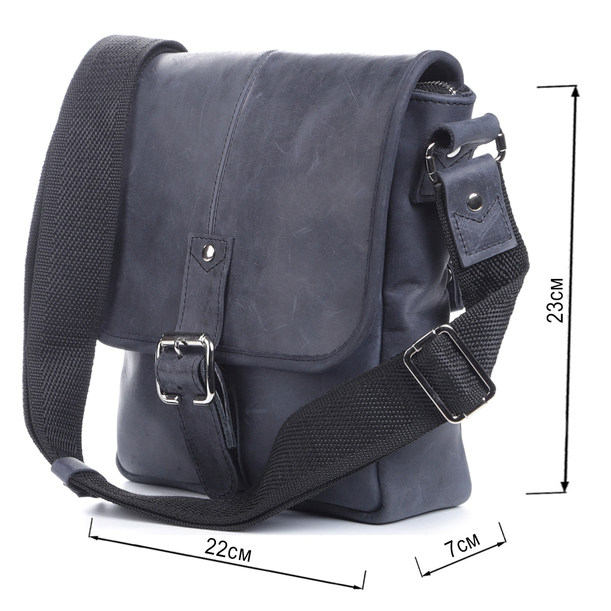 Natural Leather Handbag SHVIGEL 11015 Blue - Ukrainian Quality Craftsmanship