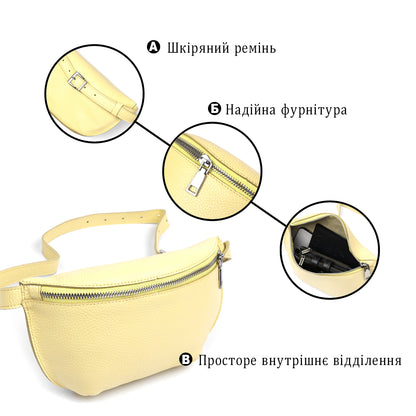 Women's Shoulder Bag SHVIGEL 16378 Natural Leather Lemon Color Stylish Design