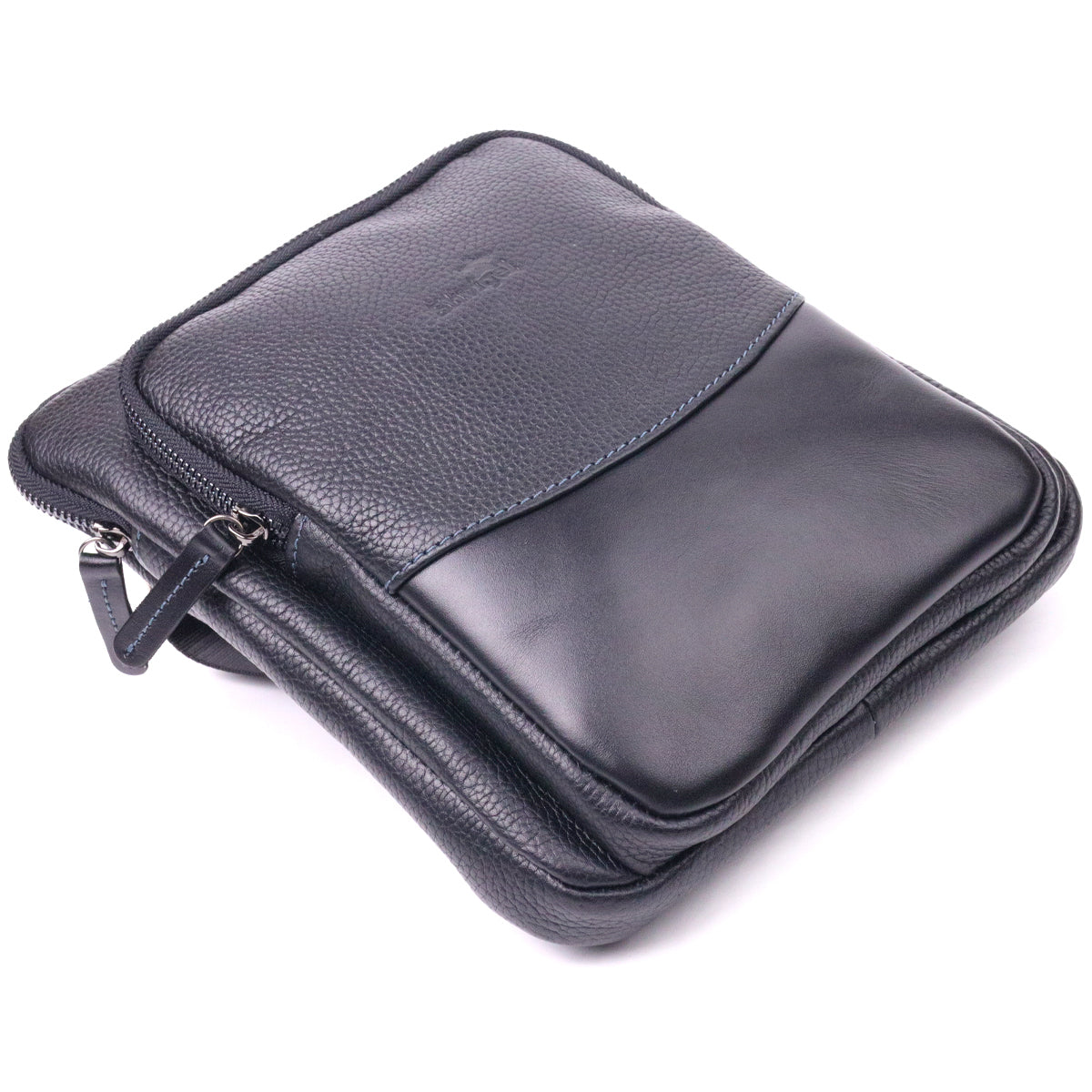 Men's Combination Leather Bag SHVIGEL 18720 Black - Premium Quality Ukrainian Craftsmanship