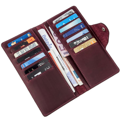 Women's Vintage Leather Wallet SHVIGEL 16166 Burgundy Natural Leather Design