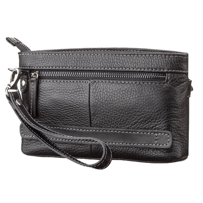 Men's Leather Clutch SHVIGEL 11087 Black Natural Leather Handmade in Ukraine