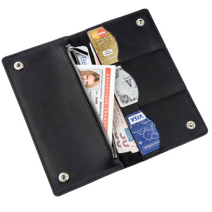 Men's Vertical Wallet SHVIGEL 16200 Vintage Leather Black Natural Skin