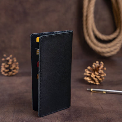 Vertical Leather Wallet SHVIGEL 13991 Black Genuine Leather with Slim Design