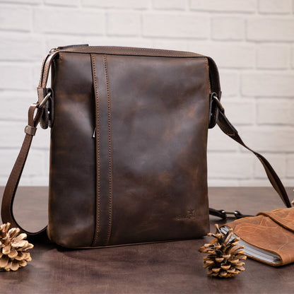 Men's Leather Bag SHVIGEL 11099 Brown Genuine Leather from Ukraine
