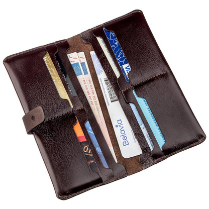 Vertical Wallet SHVIGEL 16202 Brown Genuine Leather Made in Ukraine