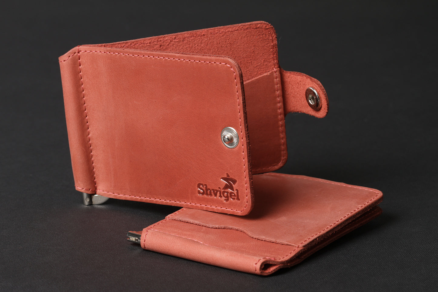 Cash Clip SHVIGEL 13788 - Natural Leather Money Holder, Made in Ukraine