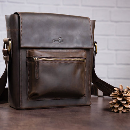 Men's Leather Bag SHVIGEL 11095 Brown Natural Leather High-Quality Design