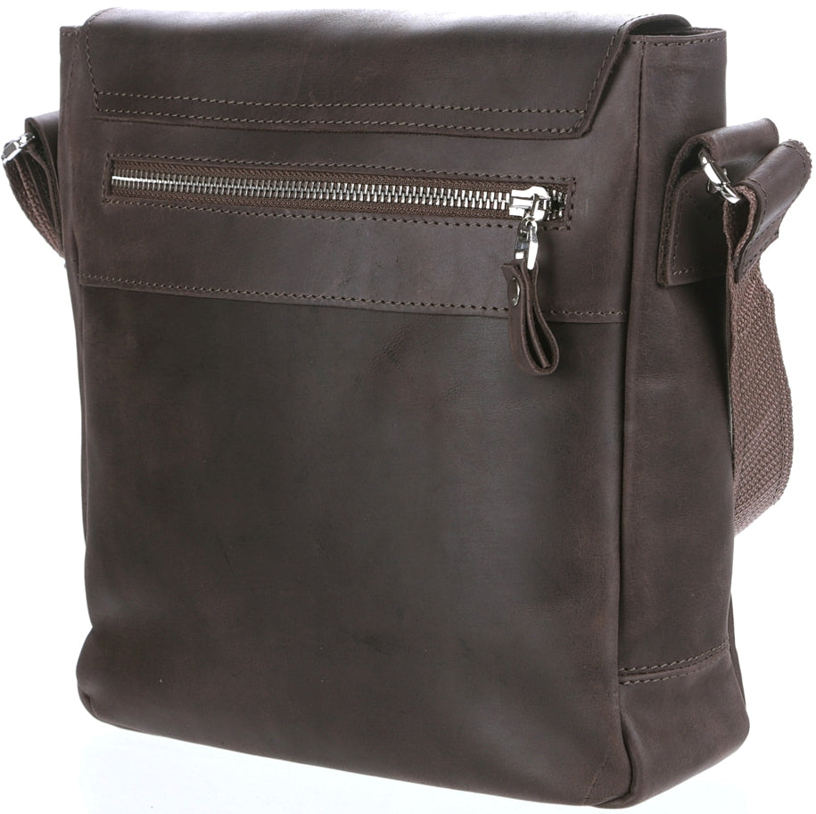 Leather Messenger Bag SHVIGEL 00884 Brown Natural Leather Made in Ukraine