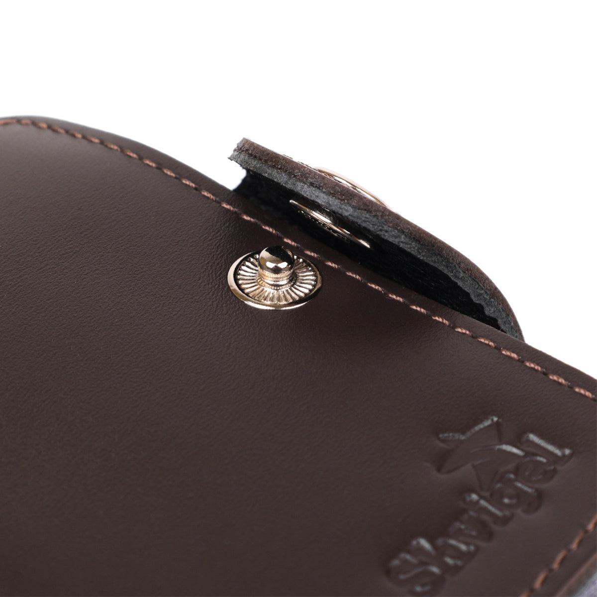 Vertical Card Holder SHVIGEL 13912 Genuine Leather in Brown for Business Cards