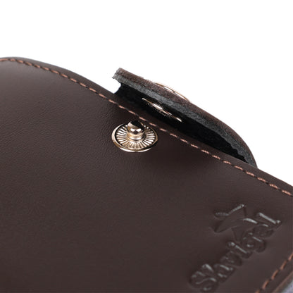 Vertical Card Holder SHVIGEL 13912 Genuine Leather in Brown for Business Cards