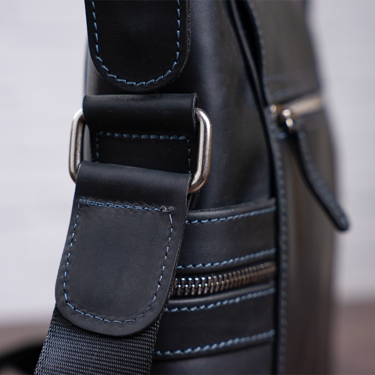 Men's Leather Bag SHVIGEL 11096 Black Genuine Leather Made in Ukraine