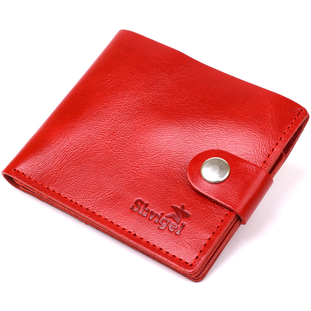 Small Women's Leather Wallet SHVIGEL 16440 in Red - Genuine Leather, Made in Ukraine