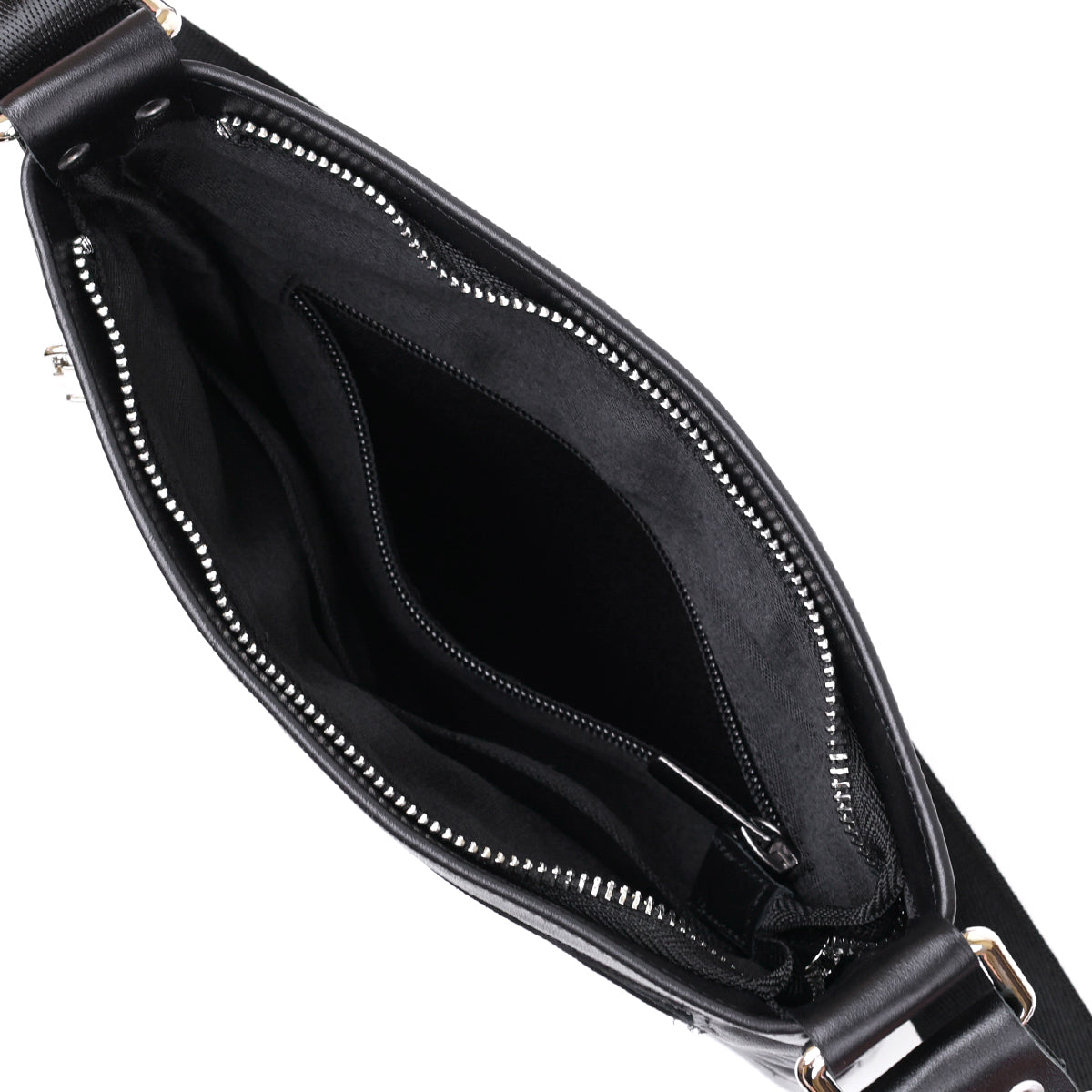 Men's Leather Shoulder Bag SHVIGEL 11602 Black Natural Leather Handmade Ukraine