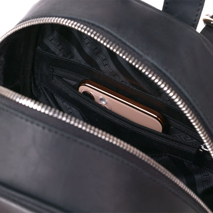 Universal Vintage Women's Backpack SHVIGEL 16328 Black Genuine Leather, Ukraine Made