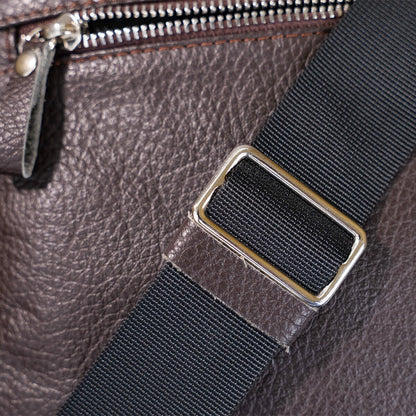 Leather Messenger Bag SHVIGEL 00899 Brown Genuine Leather, Made in Ukraine