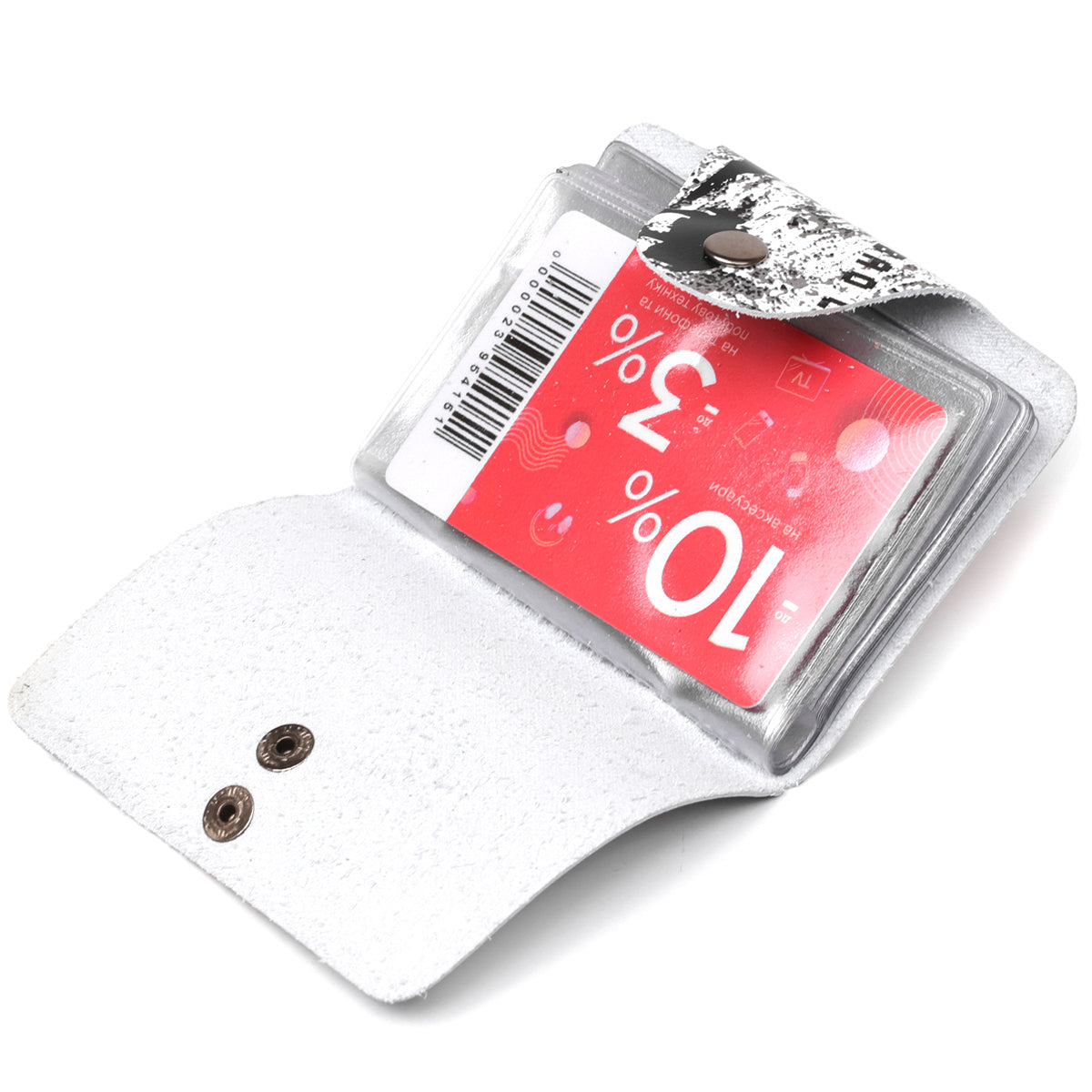 Vertical Leather Business Card Holder SHVIGEL 19080 Grey Natural Leather for Cards