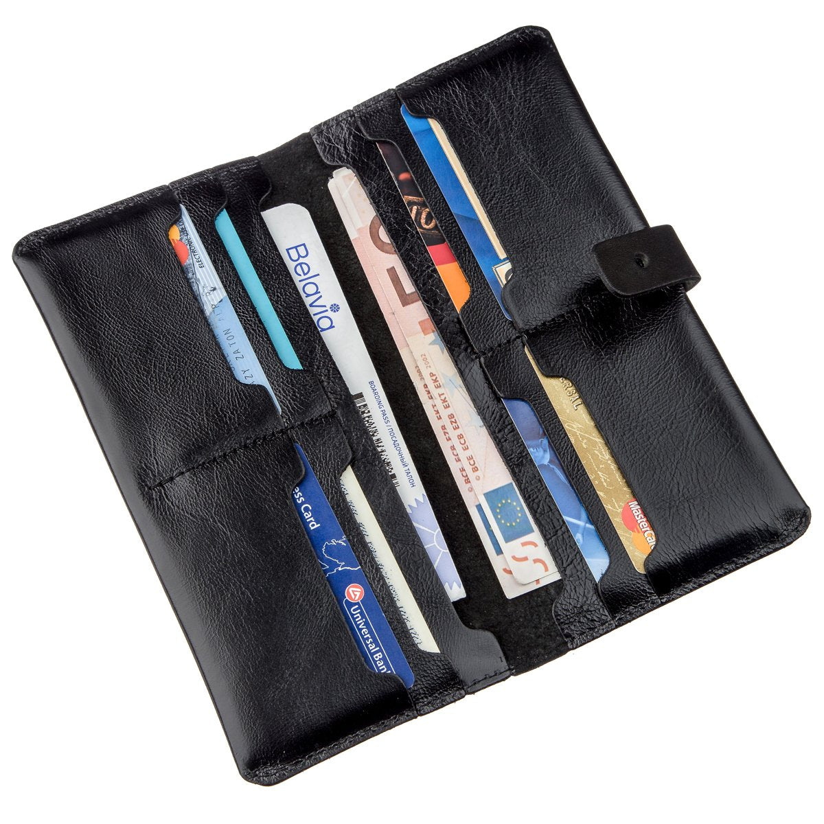 Men's Vertical Wallet SHVIGEL 16204 Black Genuine Leather Made in Ukraine