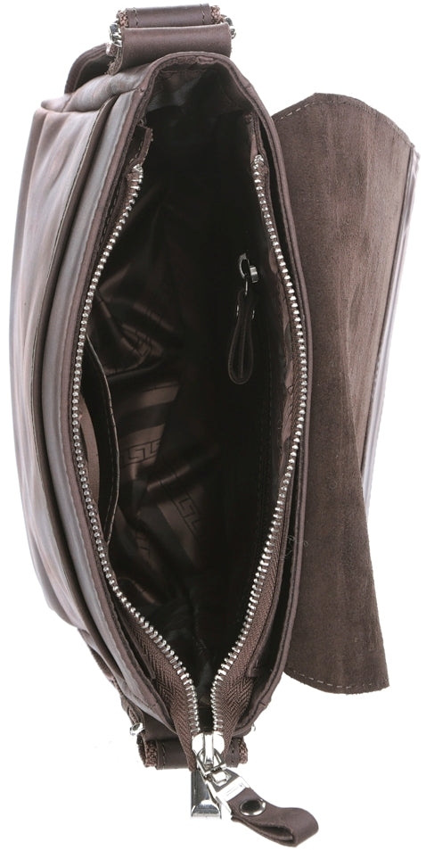 Leather Messenger Bag SHVIGEL 00884 Brown Natural Leather Made in Ukraine
