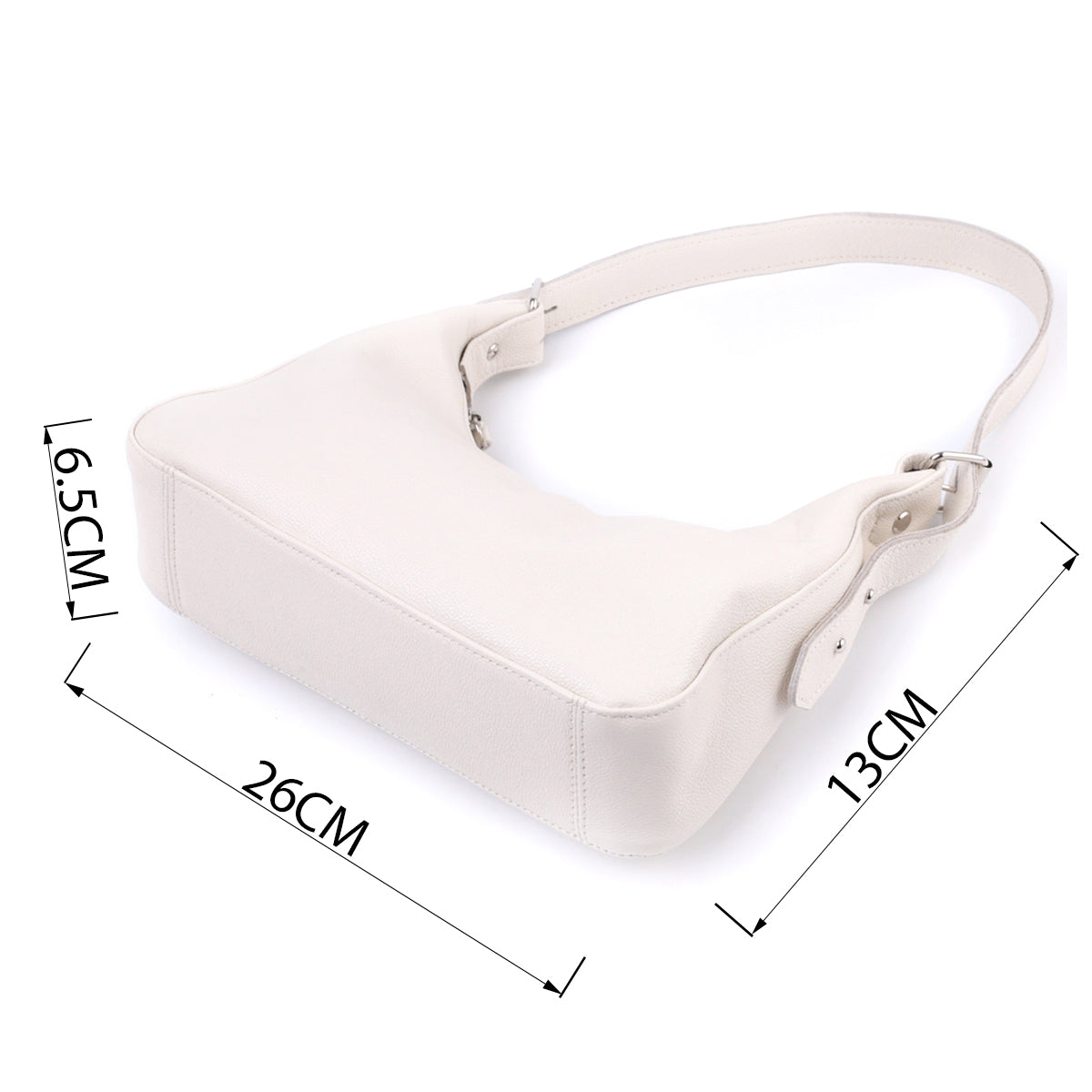 Baguette Bag SHVIGEL 22831 Beige Adjustable Leather Strap Made in Ukraine