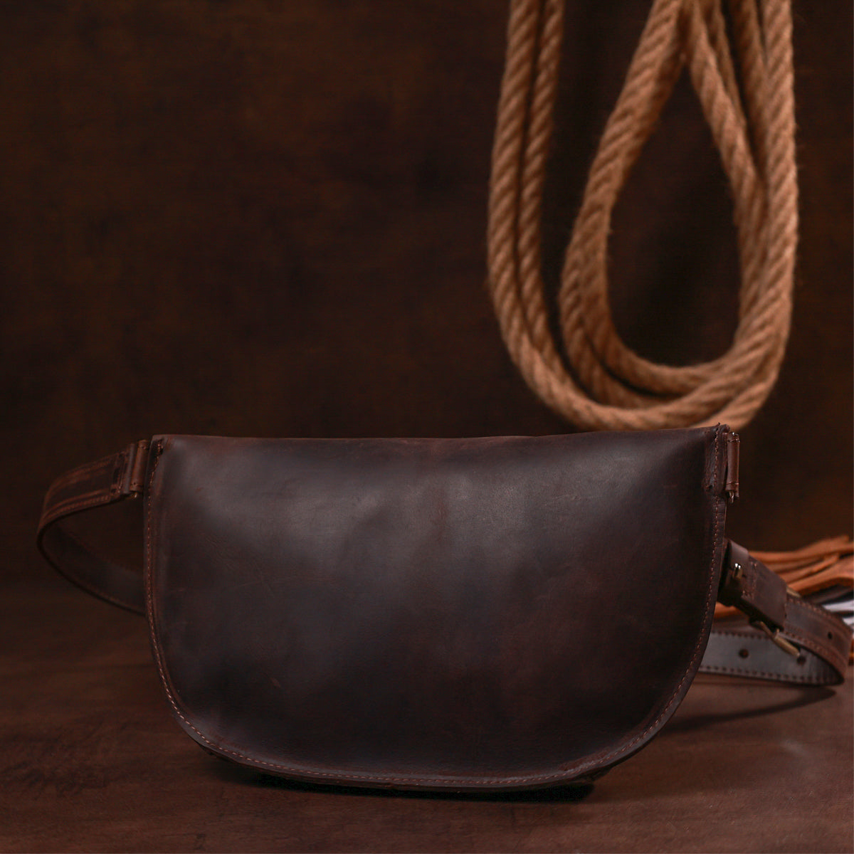 Matte Women's Belt Bag SHVIGEL 16395 Brown Genuine Leather Durable Design