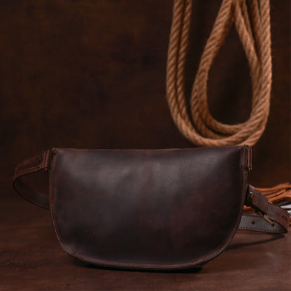 Matte Women's Belt Bag SHVIGEL 16395 Brown Genuine Leather Durable Design
