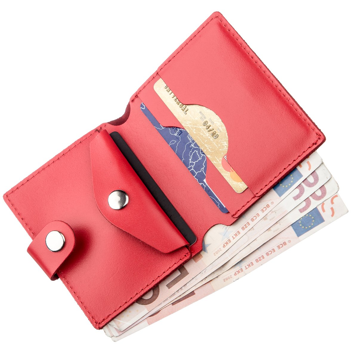 Vertical Women's Leather Wallet with Coin Pocket SHVIGEL 16219 Red - Ukraine Made, Genuine Leather
