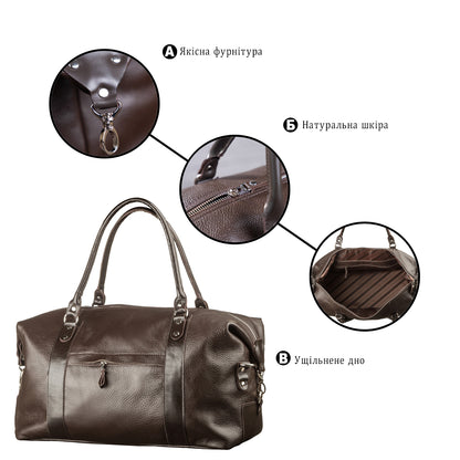 Travel Bag SHVIGEL 00879 Brown Genuine Leather Durable Stylish Design