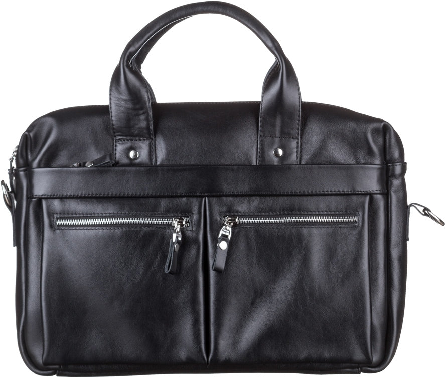 Laptop Bag SHVIGEL 11041 Black Genuine Leather Handmade in Ukraine