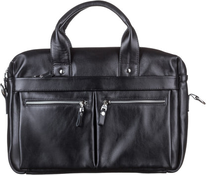 Laptop Bag SHVIGEL 11041 Black Genuine Leather Handmade in Ukraine