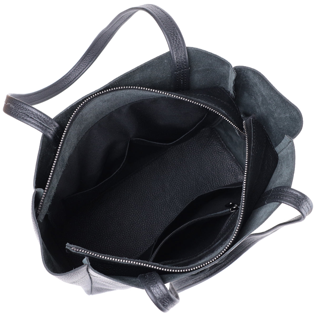 Comfortable Black Leather Shopper Bag SHVIGEL 22845 Made in Ukraine