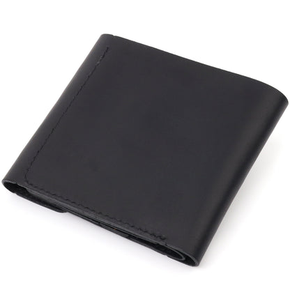 Matte Leather Men's Wallet SHVIGEL 16612 Black Made in Ukraine Genuine Leather