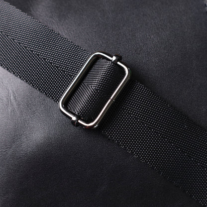Adjustable Crossbody Bag SHVIGEL 22849 Black Glossy Genuine Leather for Men