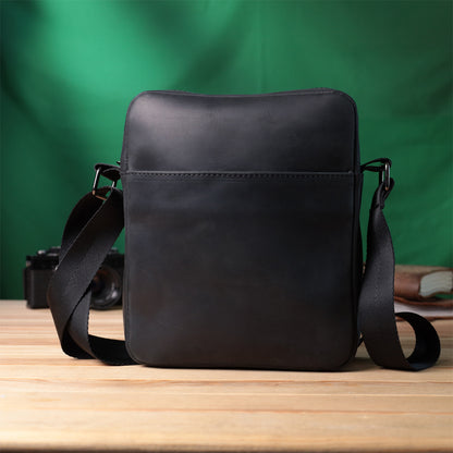 Men's Matte Leather Crossbody Bag SHVIGEL 22848 Black - Genuine Leather Design