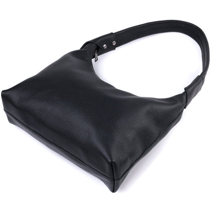 Shoulder Bag SHVIGEL 22827 Black Natural Leather Flotar - Made in Ukraine