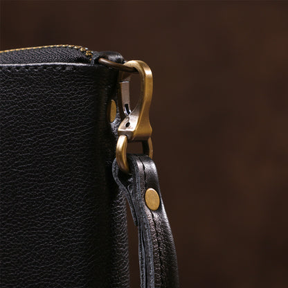 Men's Horizontal Leather Clutch by SHVIGEL 19120 in Black - Genuine Leather, Ukrainian Craftsmanship