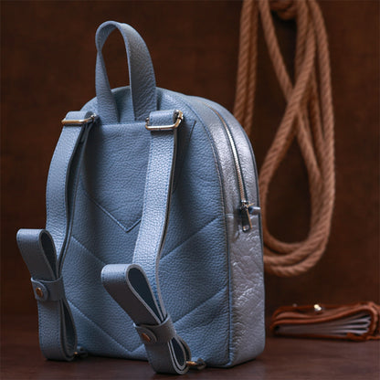 Leather Women's Backpack SHVIGEL 16303 Blue Genuine Leather Made in Ukraine
